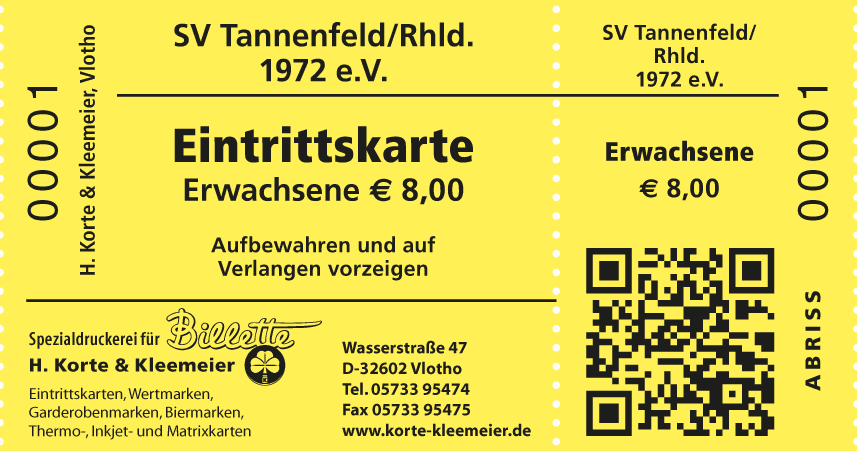Rollen-Eintrittskarten im Format 60×114 mm